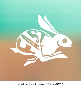 silhouette of Fast rabbit with text inside on blur background. Vector Illustration