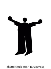 silhouette fat man drawn in cartoon style