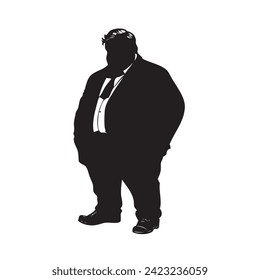 Silhouette of a fat man in a jacket rendered without AI