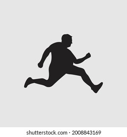 silhouette of a fat man running. vector design