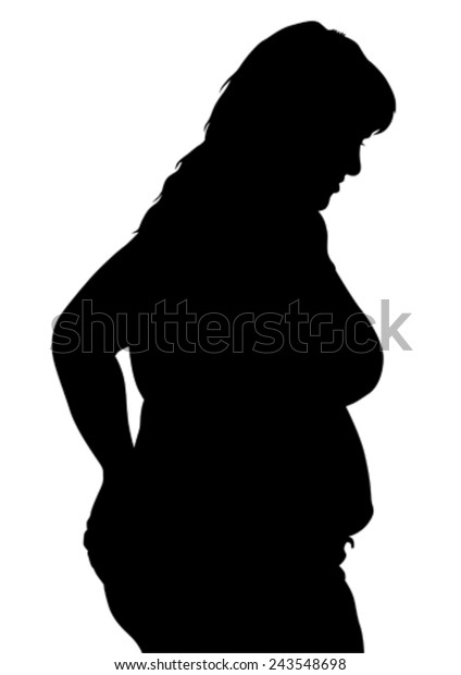 Silhouette Fat Woman On White Background Stock Vector Royalty Free 243548698