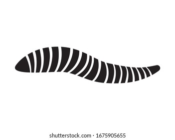 Silhouette fat worm, slug or leech with segments. Outline illustration of invertebrate animals. Isolated vector icon. Emblem for alternative medicine, cosmetics with natural extracts, packaging design