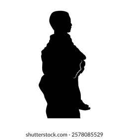 Silhouette of a father carrying his son on his back having fun enjoying nature outdoors, World father's day