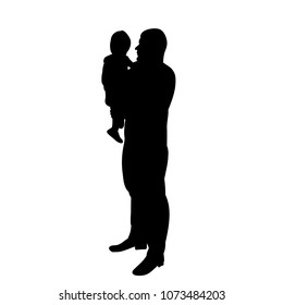 silhouette father and child