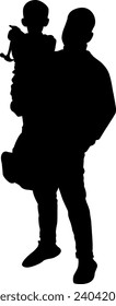 silhouette of father and child vector