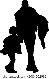 silhouette of father and child vector