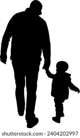 silhouette of father and child vector