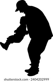 silhouette of father and child vector