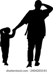 silhouette of father and child vector