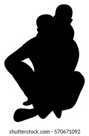 silhouette of father and child, vector, isolated