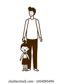 silhouette of father with daughter of back to school