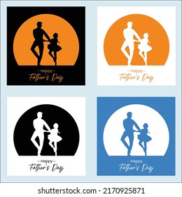 Silhouette of father and daughter dancing together holding hands vector illustration design for father's day.