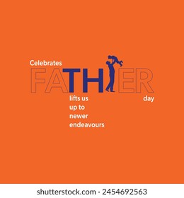Silhouette of father and daughter with text celebrates father's day vector