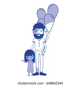 silhouette father with his daughter and balloons