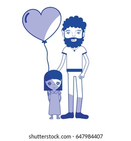 silhouette father with his daughter and heart balloon