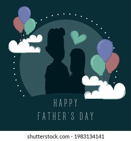 Silhouette of a father with his daugther Father day poster