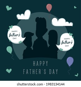Silhouette of a father with his kids Father day poster