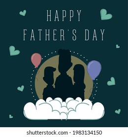 Silhouette of a father with his kids Father day poster