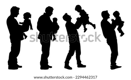 Similar – Image, Stock Photo Shadow of father and son on a tour with snowshoes and snowboard