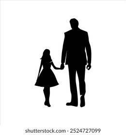 Silhouette Of Father Holding Daughters Hand Guide Guard