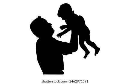 silhouette of father holding happy son