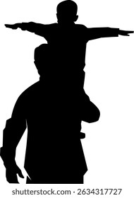 Silhouette of a father holding his child  world father's day