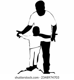 Silhouette of a father and son
