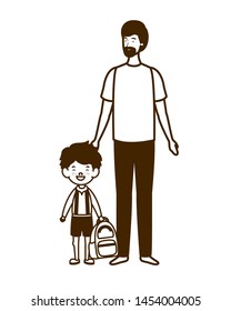 silhouette of father with son of back to school