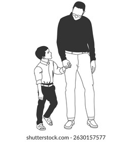 Silhouette father and son for celebrating father day vector illustration