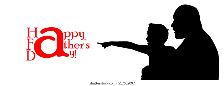 Silhouette of a father and son. father's Day. Vector