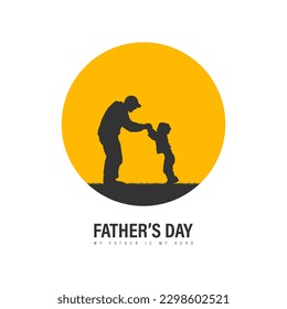 Silhouette of father and son, happy Father's Day, vector illustration