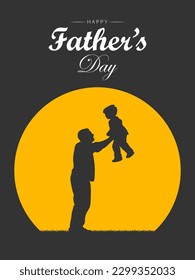 Silhouette of father and son, happy Father's Day, vector illustration