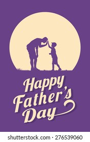 Silhouette of father and son having hi-five with text happy father's day