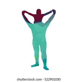 Silhouette of father and son. Vector