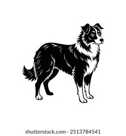 Silueta del diseño intrépido del Clipart del Vector del perro del pastor australiano