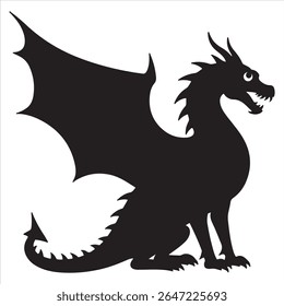 Silhouette of a Fearsome Dragon Majestic Wings and Sharp Claws Fantasy Creature of Legend and Myth Symbol of Power and Mystery