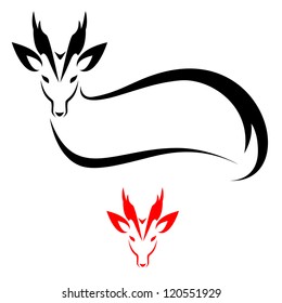 Silhouette Fea's Barking Deer on white background, vector