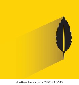 silhouette feather icon with shadow on yellow background