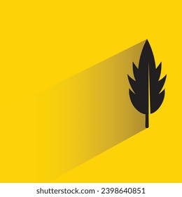 silhouette feather icon with shadow on yellow background