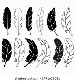 silhouette ,feather icon in vector