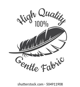 Silhouette of feather. Logo for sensitive textile, fabric, cloth, or business