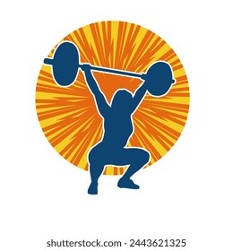 Silhouette of female athlete doing weight lifting sport