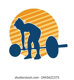 Silhouette of female athlete doing weight lifting sport