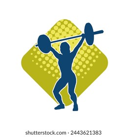 Silhouette of female athlete doing weight lifting sport