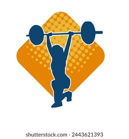 Silhouette of female athlete doing weight lifting sport