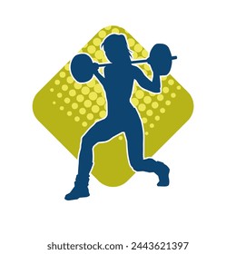 Silhouette of female athlete doing weight lifting sport