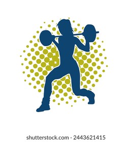 Silhouette of female athlete doing weight lifting sport