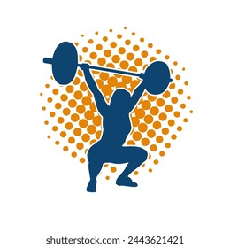 Silhouette of female athlete doing weight lifting sport