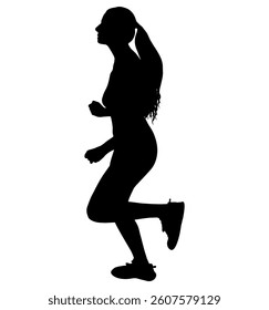 Silhouette of a female athlete running, promoting health and fitness. Vector illustration