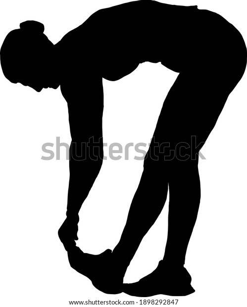 Silhouette Female Athlete Stretching Her Calf Stock Vector (Royalty ...